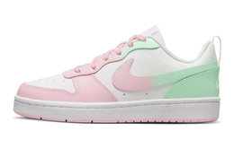 Nike Кроссовки для скейтбординга Court Borough Low Pure Love Girl с низким верхом GS, розовые, зеленые, белые dv5456-105(team48-纯情少女) | pink green white