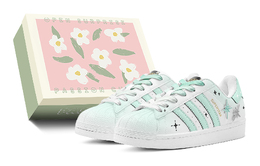 Adidas Кроссовки для скейтбординга Superstar, унисекс, низкие, белые eg4958(teams-薄荷星辰s-box) | green yellow