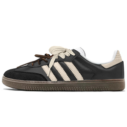 Кроссовки Adidas SAMBA OG Skateboarding Shoes Unisex Low-top Beige, черный/бежевый b75806(teamy-男女款深咖拿铁黑米) | black/beige
