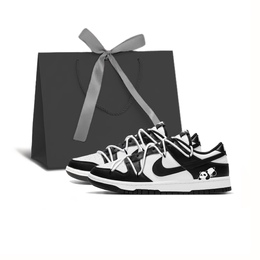 Кроссовки Nike Dunk Skateboard Shoes Unisex Low-Top Black White dd1391-100（team93-解构趴趴熊礼袋版2.0) | black/white