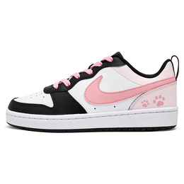 Кроссовки Nike Court Borough Skateboarding Shoes Women's Low-top Black, черный/розовый bq5448-115(teamfive-猫粉爪爪 ) | black/pink
