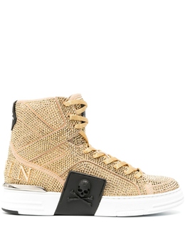 Высокие кеды с заклепками Philipp Plein, золотистый a20swsc2026ple009n | золотистый