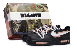 Кроссовки Nike Air Force 1 Skateboarding Shoes Unisex Low-top White/meat Meal, черный cw2288-001(team80-明月斜肉粉s-box) | black and white meat powder