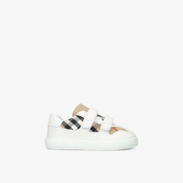 Детские кожаные низкие кеды Noah с принтом в клетку Burberry, белый r04331018 | winter wht