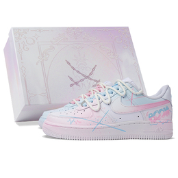 Кроссовки Nike Air Force 1 Skateboarding Shoes Women's Low-top Pink/blue, розовый dd8959-100(team拾柒-女款低帮夏日气泡板鞋) | pink and blue