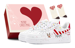 Женские кроссовки для скейтбординга Nike Air Force 1, White/Red dh2920-111(team88-圣诞派对s-box) | white/red