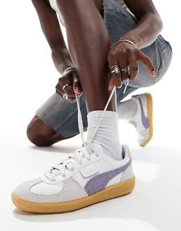 Puma Palermo – бело-фиолетовые кожаные кроссовки 134836890 | biały
