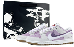 Кроссовки Nike Dunk Skateboarding Shoes Women's Low-top Purple/grey/white, фиолетовый do9457-100(team349-紫芋流星s-box) | gray purple white