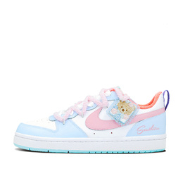 Nike Кроссовки для скейтбординга Court Borough Whale Heart Bear Candy Wrapping, легкие, нескользящие, с низким верхом, синие, розовые bq5448-112（team肆叁柒-小熊糖纸） | blue pink