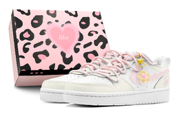 Nike Кроссовки для скейтбординга Court Borough женские, низкие, розовые bq5448-100(team88-芝士桃桃s-box) | yellow pink