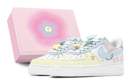 Nike Кроссовки Air Force 1 Low с антискользящим износостойким верхом для скейтборда GS, синие, розовые, желтые dh2920-111(team88-糖果芝芝s-box) | blue pink yellow