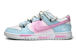 Кроссовки Nike Dunk Skateboarding Shoes Unisex Low-top White/Blue/Pink, голубой hf0730-160(team285-男女款七巧爱心) | light blue