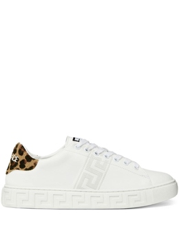 Versace кроссовки Greca с леопардовой вышивкой, белый 10135681a12423 | белый