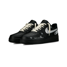Nike Air Force 1 07 Triple Black Peace And Love Низкие Кроссовки для Скейтбординга Унисекс Черный Серебристый cw2288-001(team81-男女款和平与爱) | black silver