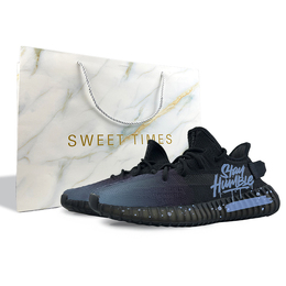 Кроссовки Adidas Yeezy Boost 350 V2 Lifestyle Shoes Unisex Low-top Blue/black, черный hq4540(team478-极地之夜s-box) | black