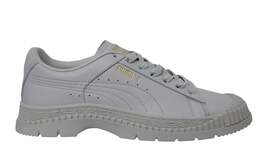 Женские кроссовки серого цвета из практичной кожи с низкой шнуровкой 370982 02 Puma, серый 4277343 | grau