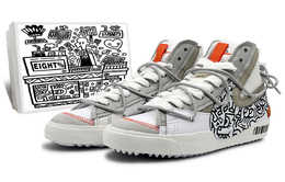 Кроссовки Nike Blazer Skateboarding Shoes Unisex Mid-top Black/white/orange, белый dd3111-100(team131-哈林s2) | white
