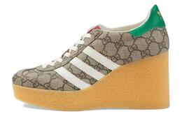 Кроссовки женские Adidas x Gucci Gazelle Series, бежевый / зеленый 725655 faar3 9751