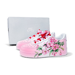 Nike Кроссовки Air Force 1 с низким верхом, противоскользящие, износостойкие, легкие, дышащие, женские, белые, розовые dd8959-100(team308-草长莺飞) | white-grass and yellow warblers-nka2045d
