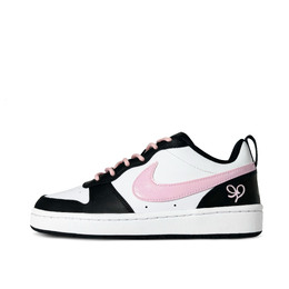 Nike Низкие кроссовки для скейтбординга Court Borough Pink Heart GS, черные, белые, розовые bq5448-115(teamcx-粉心女款黑粉) | black white pink