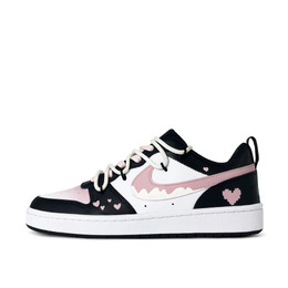 Кроссовки Nike Court Borough Skateboarding Shoes Women's Low-top Pink/Black/White, цвет Pixel Heart bq5448-115(teamcx-像素爱心女款黑粉) | pixel heart