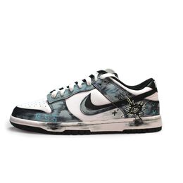 Кроссовки Nike Dunk Skateboarding Shoes Unisex Low-top Black/Hyper Royal/Chrome, черный dd1391-100(team240-恶魔之眼） | black/hyper royal/chrome