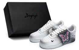 Nike Кроссовки для скейтбординга Air Force 1 женские, низкие, черно-розовые dh2920-111(team80-女灵蝶如风粉s-box) | white black pink