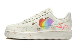Кроссовки Nike Air Force 1 Skateboarding Shoes Women's Low-top White/gold, белый fv3654-111(team10-彩虹爱情) | white