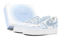 Nike Кроссовки Air Force 1 Low Slip Resistant Abrasion Resistant для скейтбординга женские бело-голубые, цвет White Blue dh2920-111(team88-花语漫步蓝s-box) | white blue