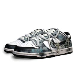 Кроссовки Nike Dunk Skateboarding Shoes Unisex Low-top White/blue/black, белый dd1391-100(team240-上帝之泪) | white