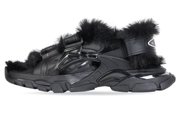 Кроссовки женские Balenciaga Track Sandal Fake Fur, черный 668560w3cq31000