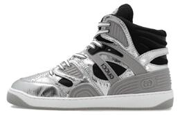 Кроссовки Gucci Basket High, серебряный / черный 724005 aabb8 8142