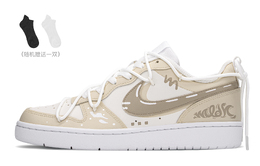 Кроссовки Nike Court Borough Series Skateboard Shoes Women's Low-Top Brown Beige bq5448-100(teama-咖啡汽水s-box)
