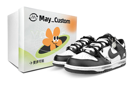 Кроссовки Nike Dunk Skateboarding Shoes Men Low-top White/black, белый dd1391-100(team47-男款快乐小狗sbox) | white