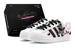 Кроссовки Adidas Superstar Skateboarding Shoes Unisex Low-top Black, розовый eg4958(teams-黑粉蝴蝶s-box) | pink