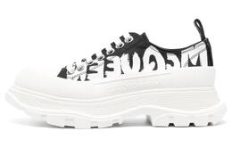 Кроссовки женские Alexander McQueen Tread Slick Low Lace Up Canvas Graffiti, черный / белый 708753w4rq21041
