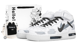 Баскетбольные кроссовки Air Force 1 Vintage для мужчин, средний верх Nike, серый cw2289-111(team18-中帮断裂白蓝) | gray