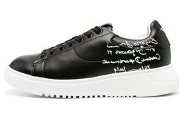 Кроссовки Emporio Armani Calligraphy-print Leather Sneakers, черный x3x024xn894a120 | black