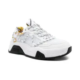 Кроссовки с добавлением кожи Versace, белый vr232w000067a100036 | bianco