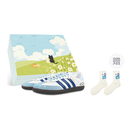 Adidas Кроссовки для скейтбординга SAMBA OG, быстросохнущие, износостойкие, ударопрочные, с низким верхом, унисекс, белые, синие b75806(team47-阿迪比耶狗box) | white blue