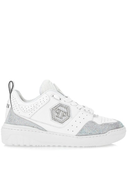 Philipp Plein кожаные кроссовки, украшенные кристаллами, белый fadswsc2750ple010n | белый