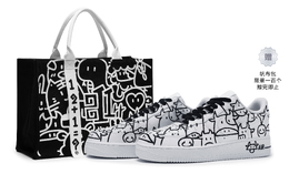 Nike Кроссовки для скейтбординга Air Force 1, мужские, низкие, черно-белые cw2288-111(team80-男款牛哞哞s-box) | black white