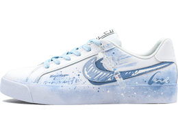 Nike Кроссовки для скейтборда Court Royale Box Action Rain Over с рисунком от руки, устойчивые к скольжению, серо-синие, унисекс bq4222-103(team204-雨过天晴) | clear cool blue