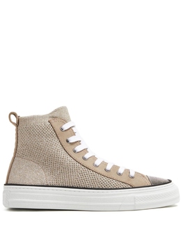 Brunello Cucinelli кроссовки с эффектом металлик и декором Monili, нейтральный цвет mz34g2619c1279 | нейтральный цвет