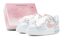 Nike Court Borough Low 2 Sea Blue Pink Heart Женские низкие кеды для скейтбординга розово-голубые bq5448-100(teams2-蓝粉爱心s-box) | pink blue