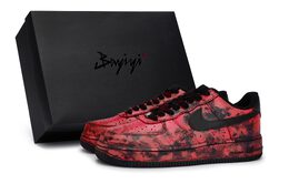 Кроссовки Air Force 1 для скейтборда, унисекс, низкие, красный Nike cw2288-001(team80-男女星染云岚红sbox） | black/red