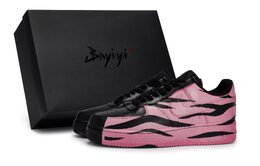 Nike Кроссовки для скейтбординга Air Force 1 с противоскользящим износостойким верхом, унисекс, черно-розовые cw2288-001(team80-男女款风起粉s-box） | black pink
