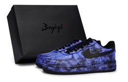 Кроссовки Air Force 1 для скейтбординга, унисекс, низкие, темно-синий Nike cw2288-001(team80男女星染云岚深蓝sbox） | black/dark blue
