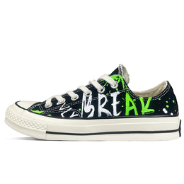 1970-е годы парусиновые кеды унисекс с низким верхом белого цвета Converse, черный 162058c(team372-破坏) | black
