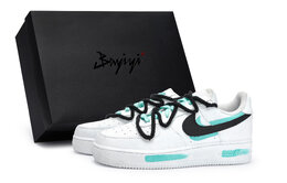 Кроссовки для скейтбординга Air Force 1 женские с низким верхом, черный/Tiffany Nike dh2920-111(team80-女款卷青空蒂s-box) | black and white tiffany